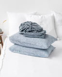Blue melange linen sheet set (4 pcs)