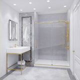 Madam Series 56 to 60 in. x 76 in. Frameless Sliding Shower Door with Clear or Tinted Tempered Glass and Tsunami Guard