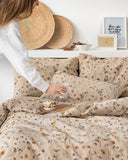 Botanical print linen fitted sheet