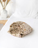 Botanical print linen fitted sheet