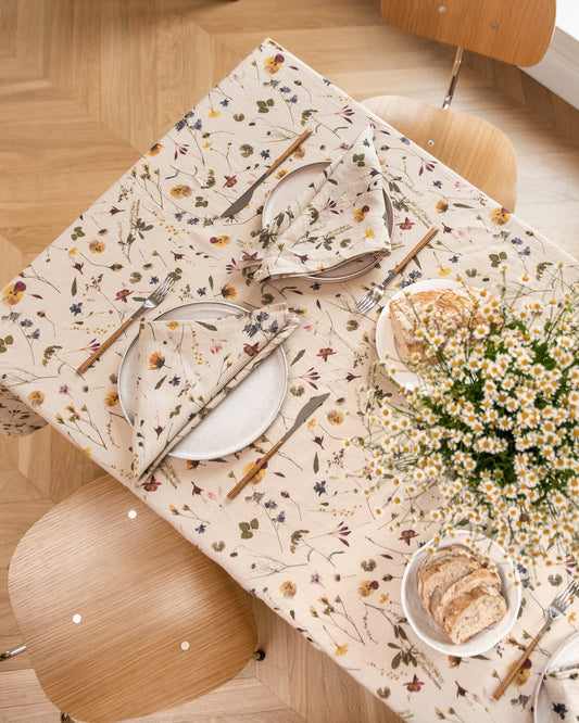 Botanical print linen napkin set of 2
