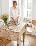 Botanical print linen tablecloth