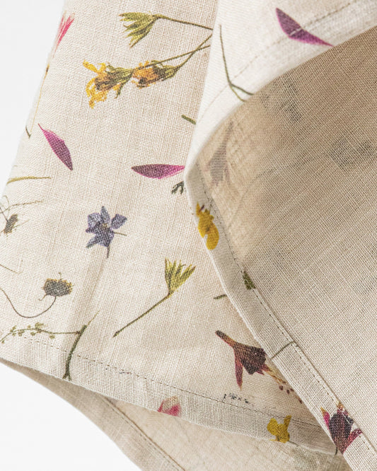 Linen tea towel in Botanical print