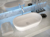 Vaine Series 23 in. L x 13 in. W Man Made Oval Solid Surface Freestanding Bathroom Vessel Sink in Matte White Stone