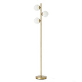 Brilliance Modern Gold Brush Floor Lamp, Opal Glass Shades and Round Metal Base