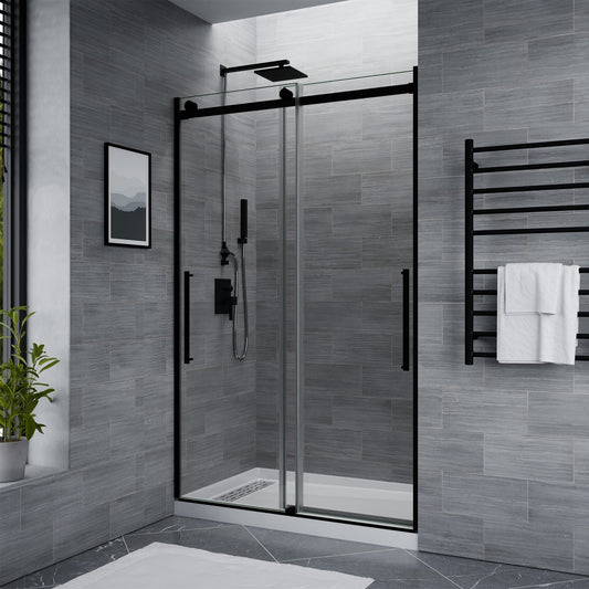 Stellar Series 45 to 48 in. x 76 in. Sliding Frameless Shower Door with Tsunami Guard Tempered Clear Glass