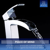 ANZZI Key Series Elegant Vessel Sink Faucet (8.82" H), Single Hole, ADA & WaterSense Certified, Rhino Alloy Solid Brass, Various Finishes