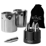 2 Metal Ice Cups & Bullet Chillers by The Wine Savant - Whiskey Stones Bullets Stainless Steel with Revolver Case, 1.75in Bullet Chillers Set of 6, Whiskey Gift Sets, Military Gifts, Veteran Gifts