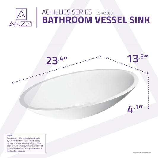 Achillies Solid Surface Vessel Sink in White