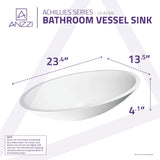 Achillies Solid Surface Vessel Sink in White