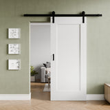Cenote Series 36 in. x 84 in. Unfinished Ready-to-Stain MDF Interior Sliding Barn Door with Hardware Kit in Matte Black