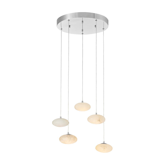 Spanish Alabaster Round Chandelier // Chrome