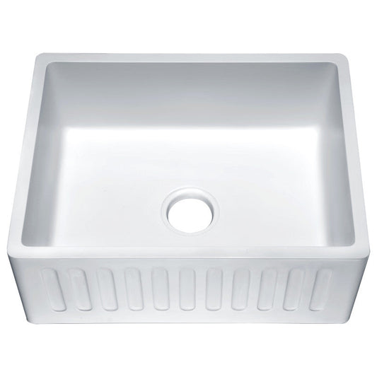 ANZZI Roine Reversible Farmhouse Sink (24" L x 9.06" H), Single Basin, Solid Surface ANZZI Stone, Non-Porous, Easy Clean, Lifetime Warranty