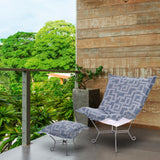 Indoor/Outdoor Puff Scroll Ottoman Syros Denim Cover Only