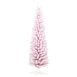 HOMCOM 7' Decorated Christmas Tree Snow Flocked Artificial Christmas Tree with Pencil Shape, Realistic Branches, Pink