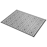 Outsunny Reversible Outdoor Rug 9 x 12 Black White Chain for RV Camping with Bag