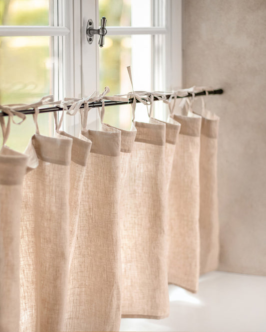 Cafe linen curtain with ties (1 pcs) in Natural