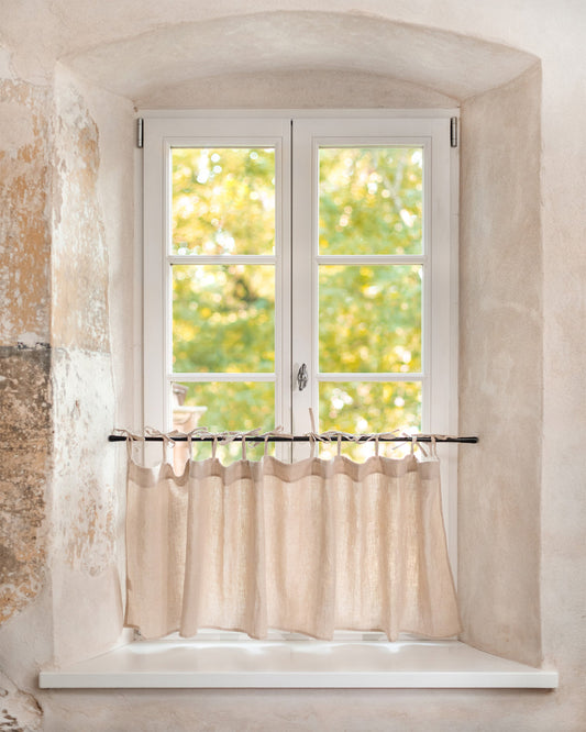 Cafe linen curtain with ties (1 pcs) in Natural