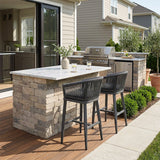 PURPLE LEAF Counter Stools Bar Stools Rattan Bar Stools Wicker Bar Chairs Woven Aluminum Barstools with Back and Cushions