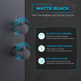 Collines Series 55 in. 2-Jetted Shower Tower with Heavy Rain Shower and Jets and Spray Wand