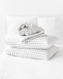 Charcoal grid linen sheet set (4 pcs)