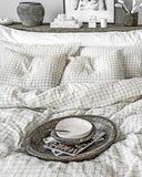 Charcoal grid linen sheet set (4 pcs)
