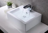 Vitruvius Series 21 in. L x 16 in. W Deck Mount Rectangular Non-Porous Bathroom Vessel Sink in Glossy White Ceramic