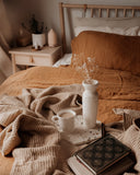 Beige waffle throw blanket