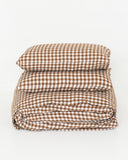 Cinnamon gingham linen duvet cover set (3 pcs)