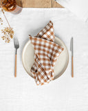 Cinnamon gingham linen napkin set of 2