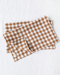 Cinnamon gingham linen placemat set of 2