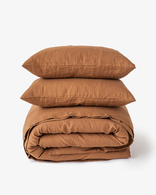 Cinnamon linen duvet cover set (3 pcs)