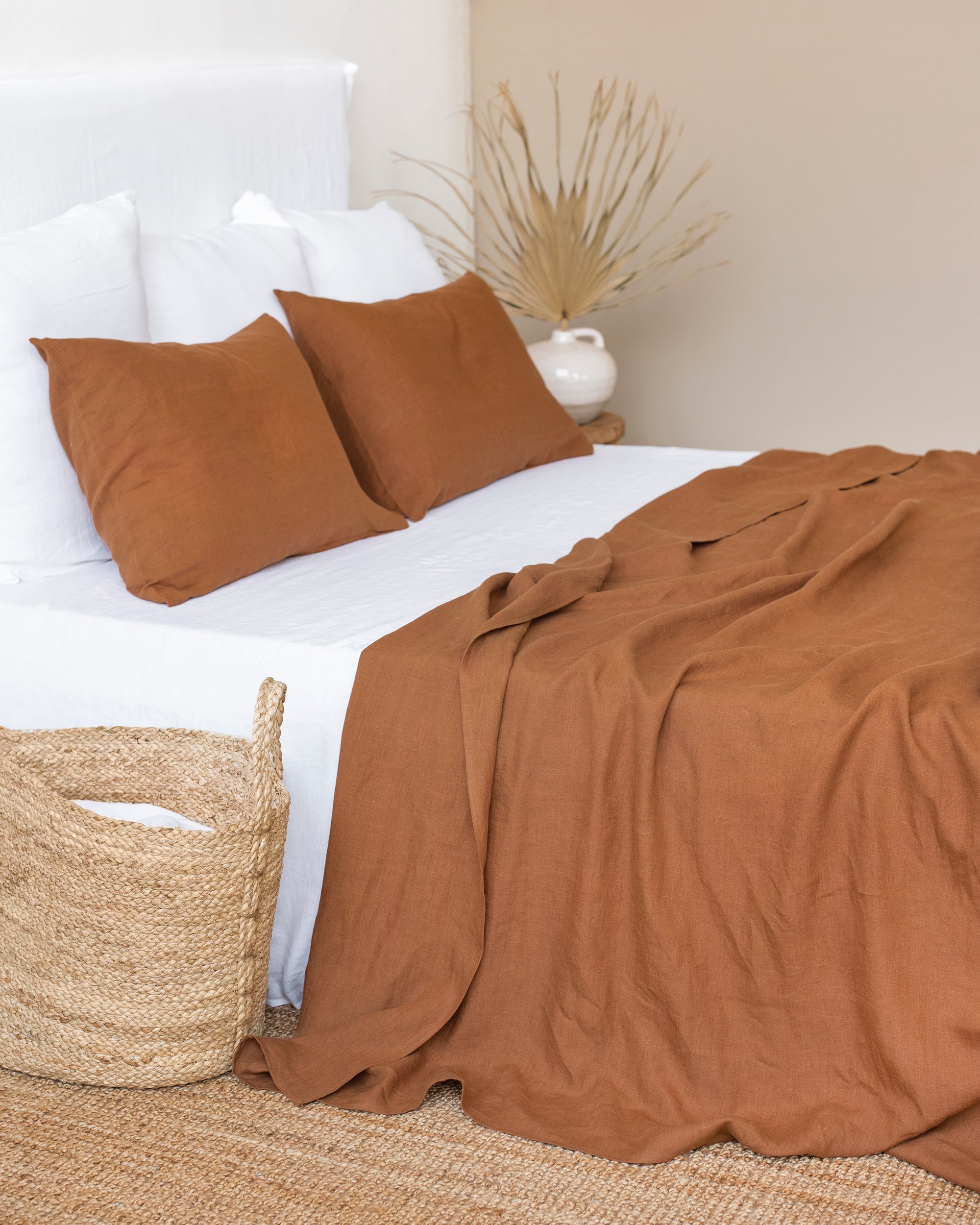 Cinnamon linen pillowcase