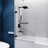 Grand Series 30 in. x 55 in. Frameless Hinged Tub Door with Clear Tempered Glass and Tsunami Guard