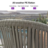 PURPLE LEAF Counter Stools Bar Stools Rattan Bar Stools Wicker Bar Chairs Woven Aluminum Barstools with Back and Cushions