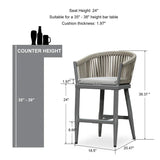 PURPLE LEAF Counter Stools Bar Stools Rattan Bar Stools Wicker Bar Chairs Woven Aluminum Barstools with Back and Cushions