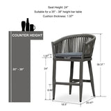 PURPLE LEAF Counter Stools Bar Stools Rattan Bar Stools Wicker Bar Chairs Woven Aluminum Barstools with Back and Cushions