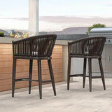 PURPLE LEAF Counter Stools Bar Stools Rattan Bar Stools Wicker Bar Chairs Woven Aluminum Barstools with Back and Cushions