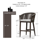 PURPLE LEAF Counter Stools Bar Stools Rattan Bar Stools Wicker Bar Chairs Woven Aluminum Barstools with Back and Cushions