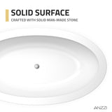 Lusso Series 76 in. x 41 in. Flat Bottom Solid Surface Freestanding Soaking Bathtub with Center Drain in Matte White