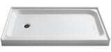 Tiers Base Series 36 in. L x 60 in. W Alcove Shower Shower Pan Base with Right Drain in Glossy White Marine Acrylic