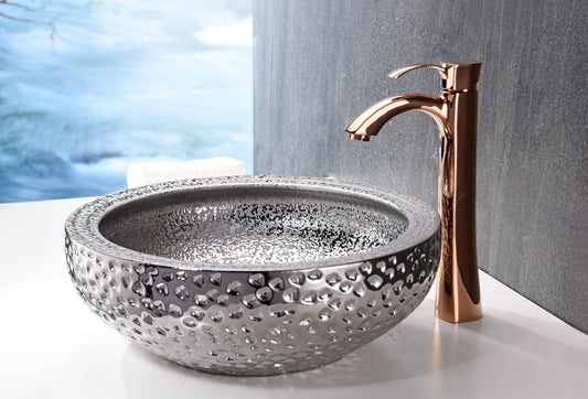 Regalia Series Vessel Sink in Speckled Silver