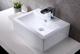 Vitruvius Series 21 in. L x 16 in. W Deck Mount Rectangular Non-Porous Bathroom Vessel Sink in Glossy White Ceramic