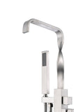 ANZZI Yosemite Floor Mount Tub Filler (44.5" H), 2-Handle Control, 60" Hand Sprayer, Solid Brass, cUPC Certified, Various Finishes
