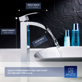ANZZI Key Series Elegant Vessel Sink Faucet (8.82" H), Single Hole, ADA & WaterSense Certified, Rhino Alloy Solid Brass, Various Finishes