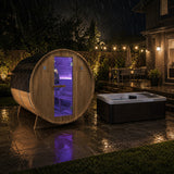 4-6 Person Electric Rock Heater Outdoor White Cedar Sauna with 1-Person All-in-One White Cold Plunge & Built-in Chiller