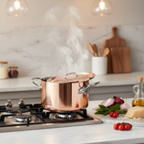 Mauviel M'3 S Copper Stewpan With Lid, Cast Stainless Steel Handles, 6.3-Qt
