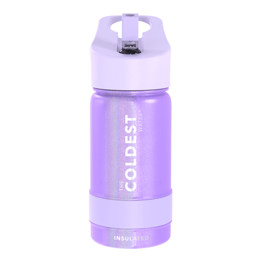 Sports Water Bottle Saturns Moon Purple Glitter