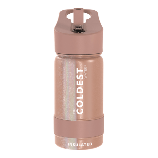 Sports Water Bottle Golden Rose Glitter