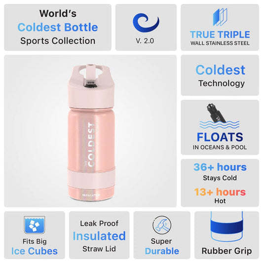 Sports Water Bottle Forever Pink Glitter